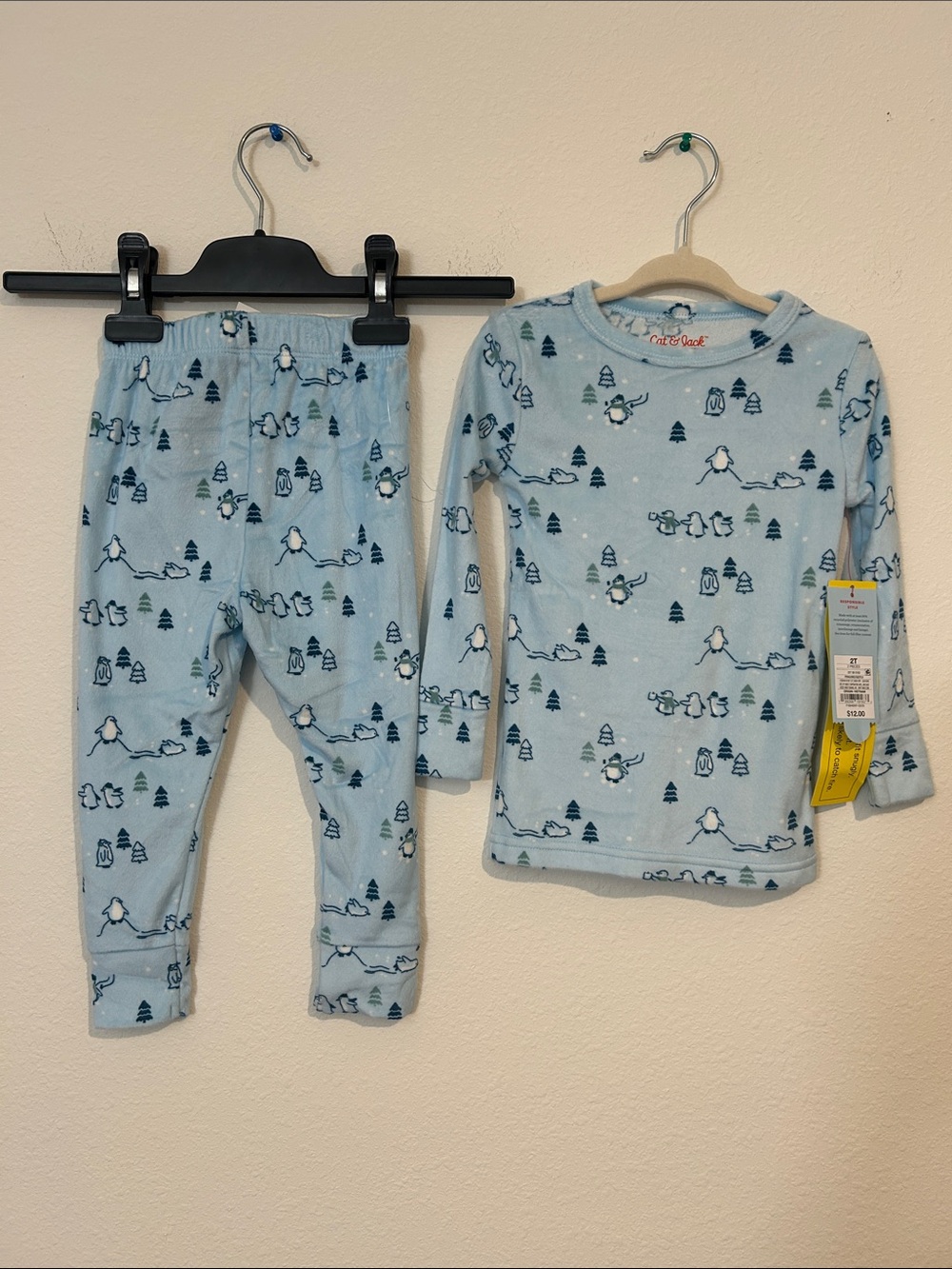 Cat & Jack Light Blue Penguin Print Pajama Set